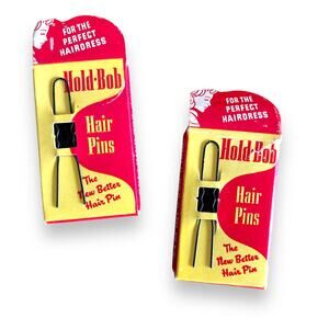 Vintage 1940s Hold Bob Hair Pins Bobby Pins 2.5” Black Set of 2 Boxes Hump MFG